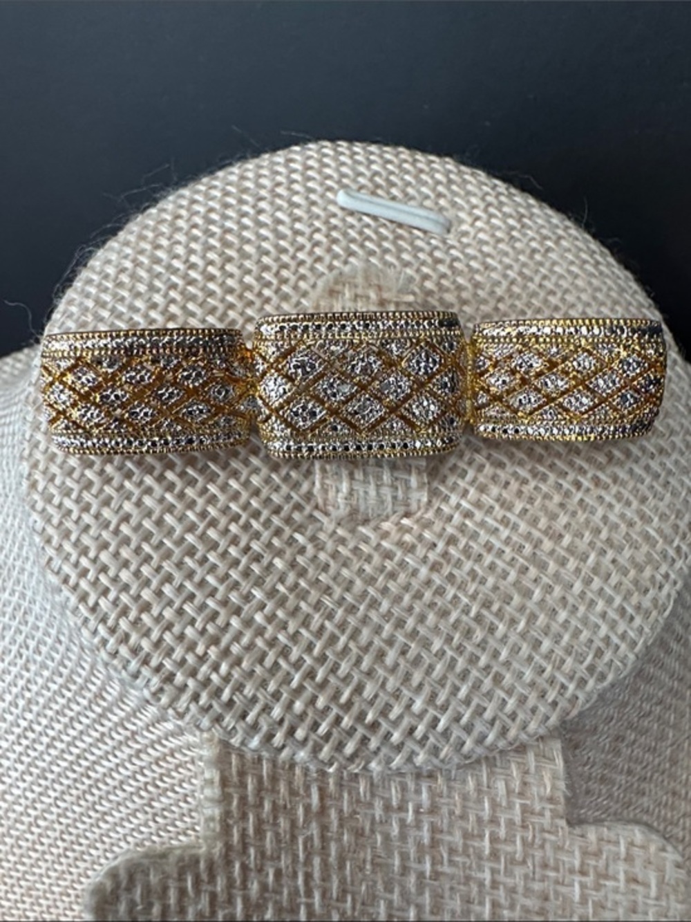 VTG Signed SAP 925 Sterling Silver Gold Vermeil Diamond Chip Bar Brooch